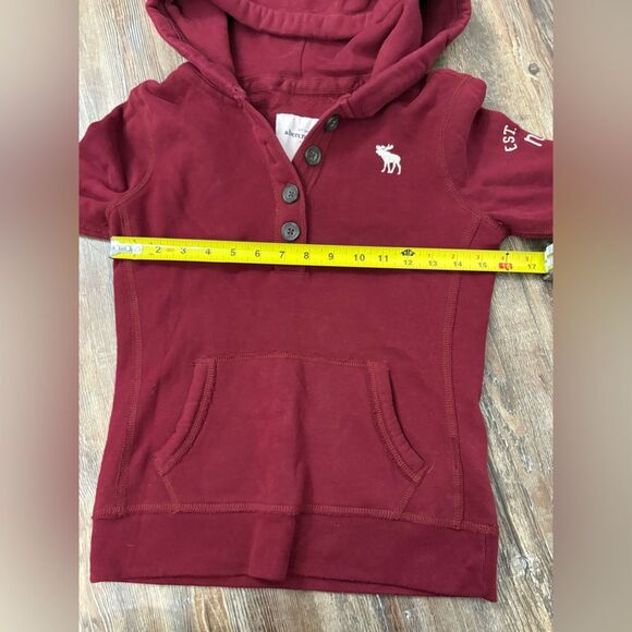 Abercrombie Kids Arm Logo Y2K Red Hoodie Pullover Sweatshirt Size XL Preppy Cute - Picture 7 of 10